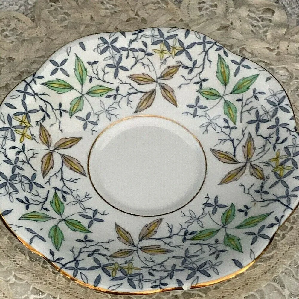 Bone China Cup & Saucer Taylor Kent Longton Scalloped Edge 1940s England